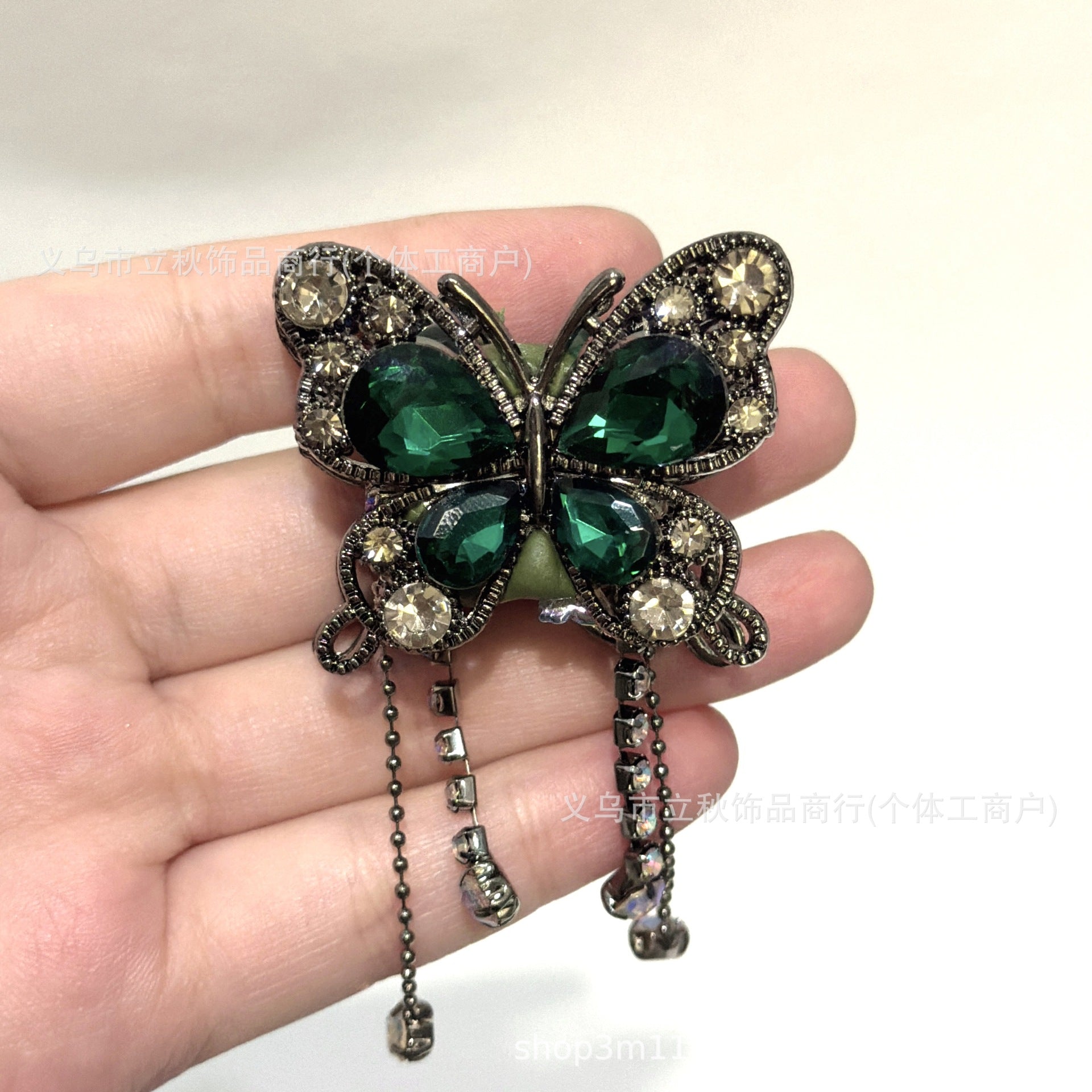 Wholesale 10pcs Soft ceramic three-dimensional butterfly crystal tassel beads