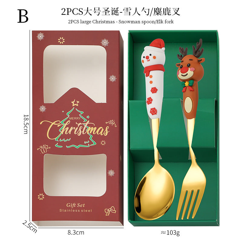 Wholesale Christmas Tableware Dessert Spoon Fork Cartoon  Spoon