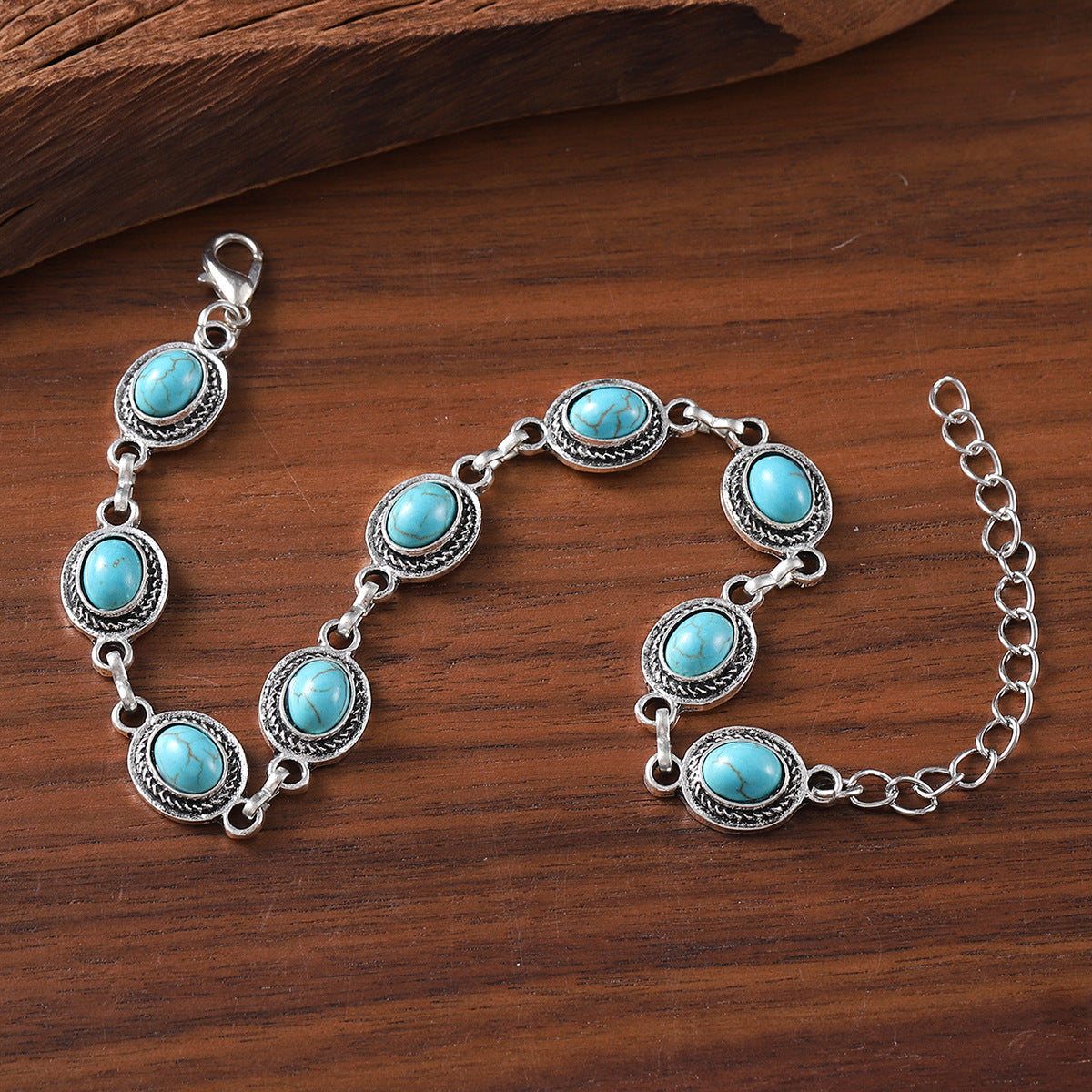 Wholesale Bohemian vintage turquoise inlaid bracelet