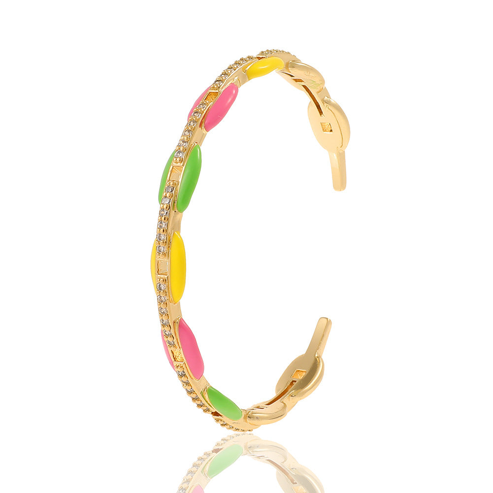 Wholesale Drip Oil Geometric Retro Jump Color Bracelet