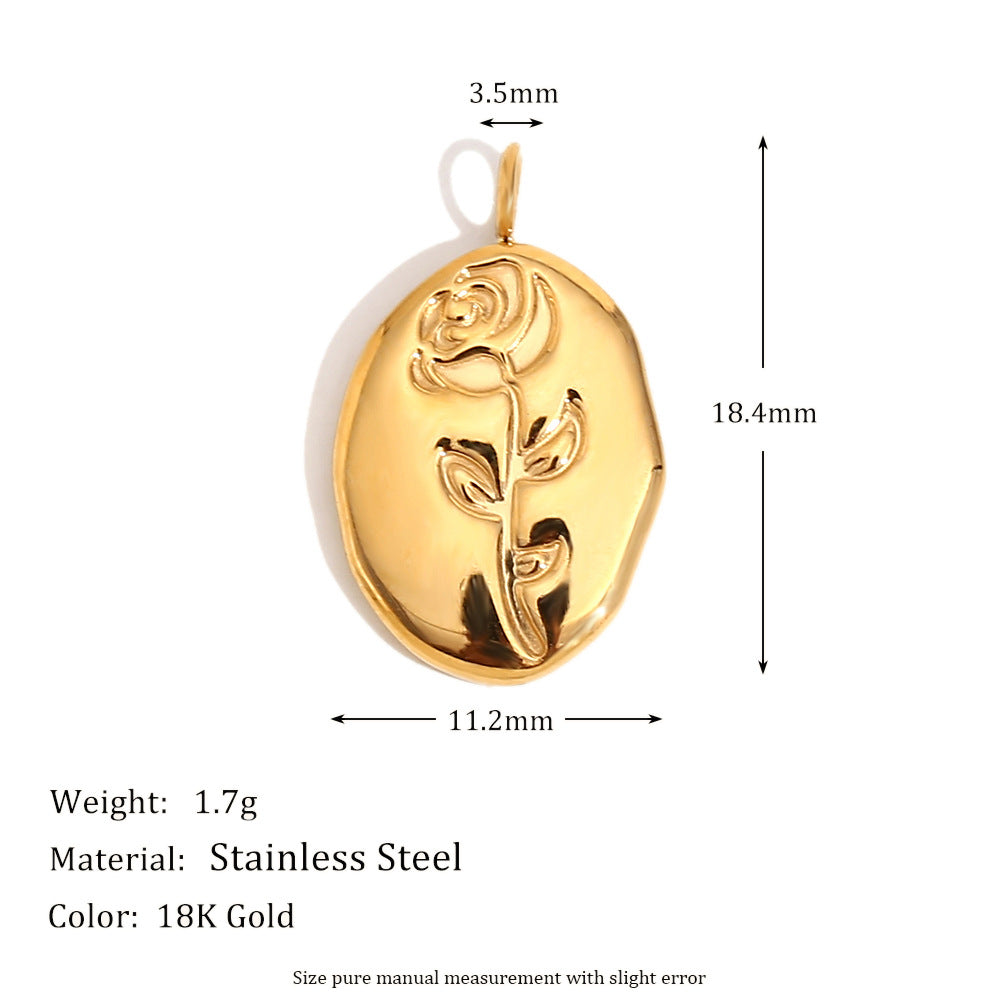 Wholesale Gold Waterdrop Rose Pattern Tile Pendant