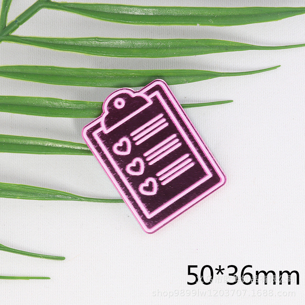 Wholesale 10pcs/pack Pink and blue double-mirror skull organ Acrylic Flatback