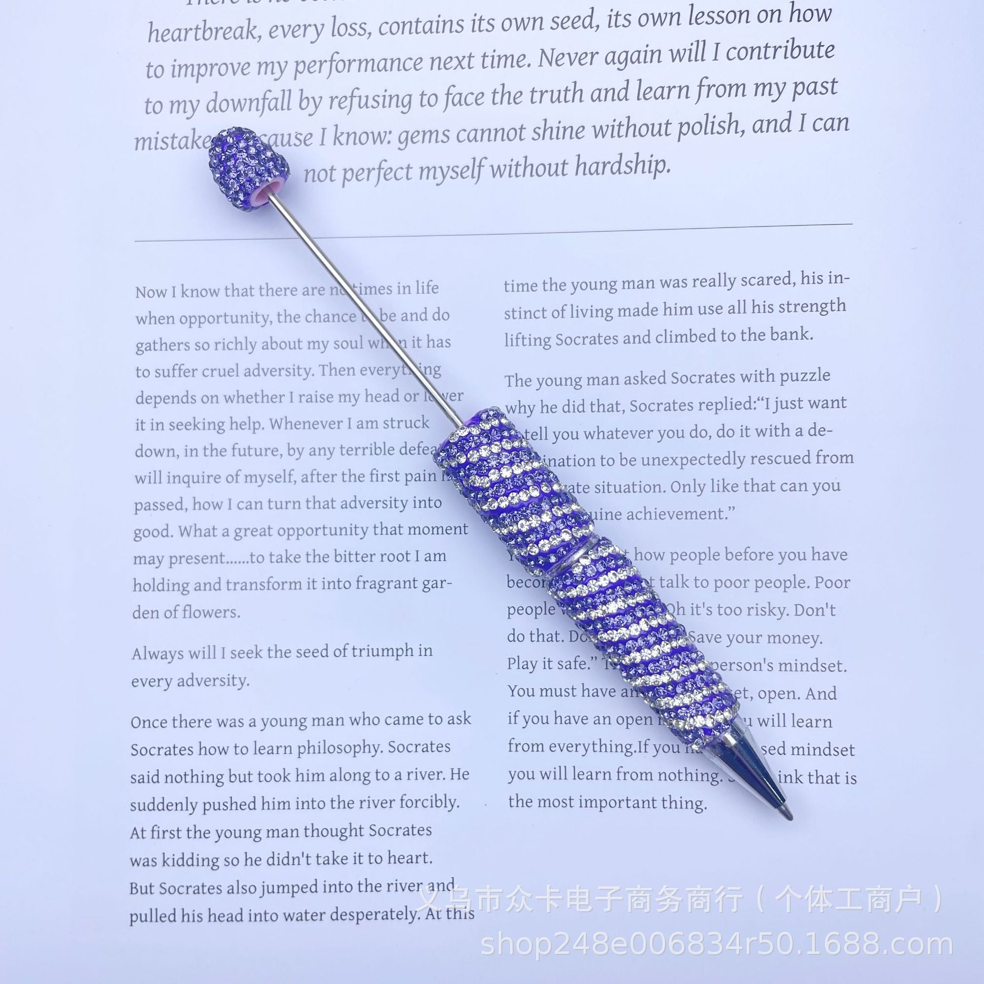 Wholesale 10pcs Stripes and Full Rhinestones Twist-Type  DIY Fancy Beadable Pens