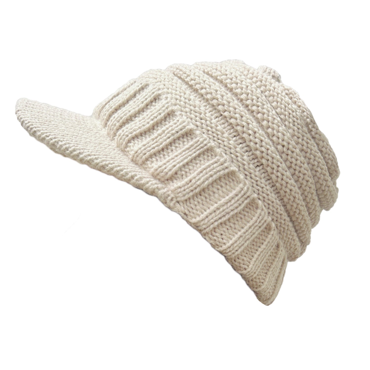 Wholesale Autumn and Winter Striped Duck Tongue Curled Edge Striped Wool Knitted Hat