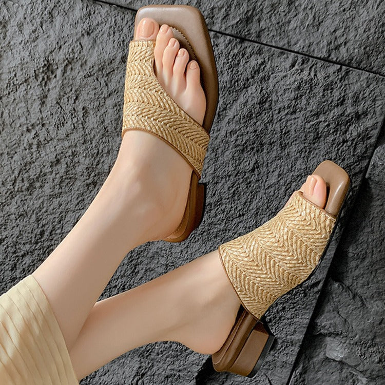 Wholesale Retro Holiday Style Braided Flip Flops