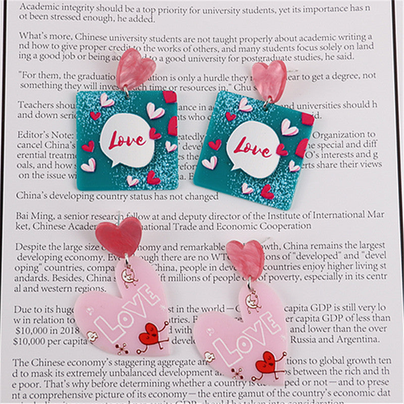 Wholesale Valentine's Day Heart Acrylic Earrings