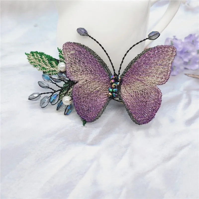 Wholesale Butterfly Embroidery Hair Clips Duck billed Clips
