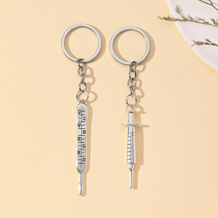 Wholesale Metal Simulation Syringe Thermometer Keychain