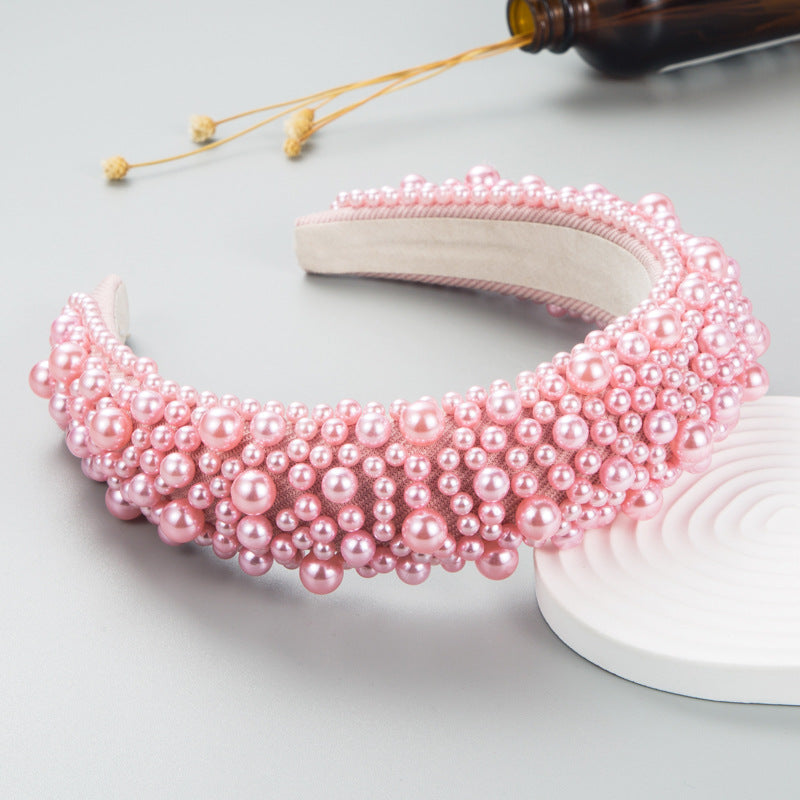 Wholesale Valentine's Day High Skull Sponge Pearl Wide Brimmed Headband