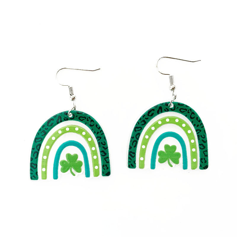 Wholesale St. Patrick's Day Acrylic Green Glitter Earrings