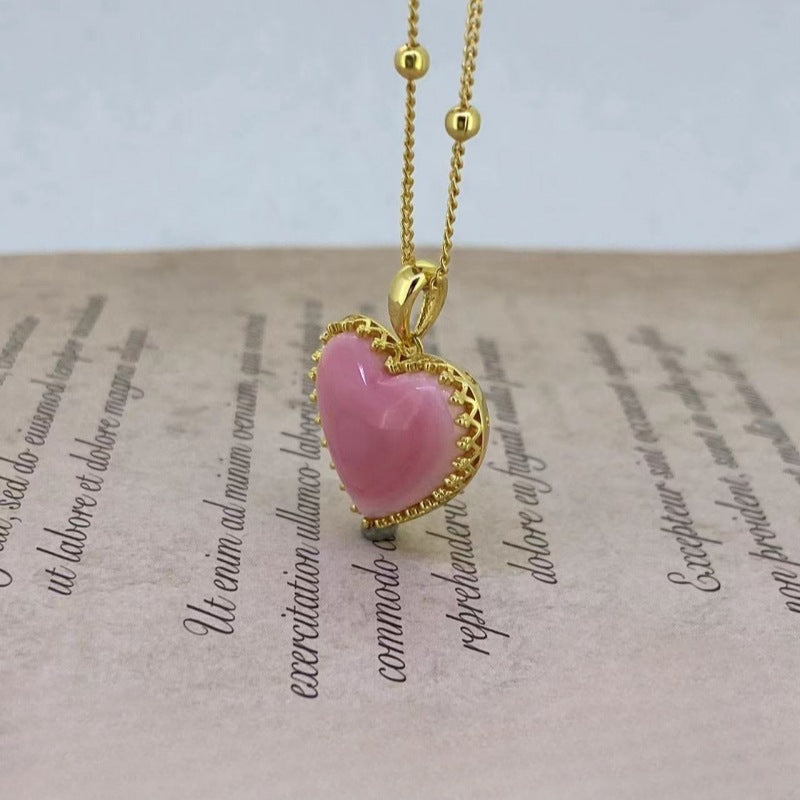 Wholesale 18k gold plated pink Queen Shell heart pendant