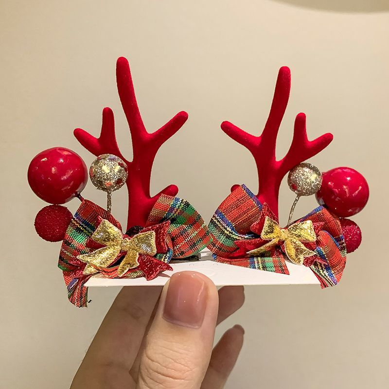 Wholesale Christmas Deer Antler Alloy Hair Clips