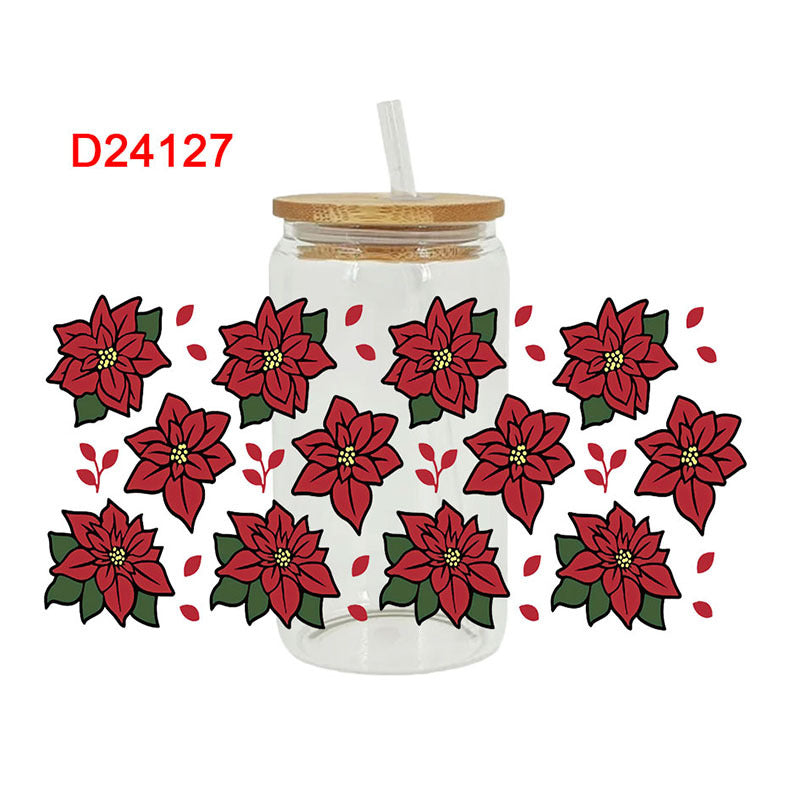 Wholesale Leaves Flowers Christmas Tree 16oz Cup UV DTF Wraps