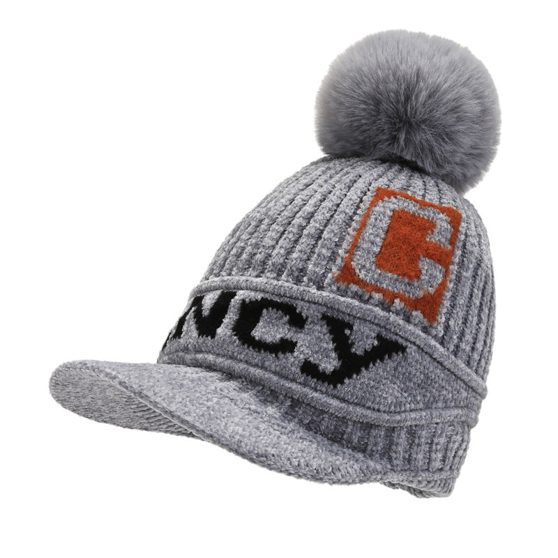 Wholesale of New Winter Plush and Warm Cute Fur Ball Wool Hats