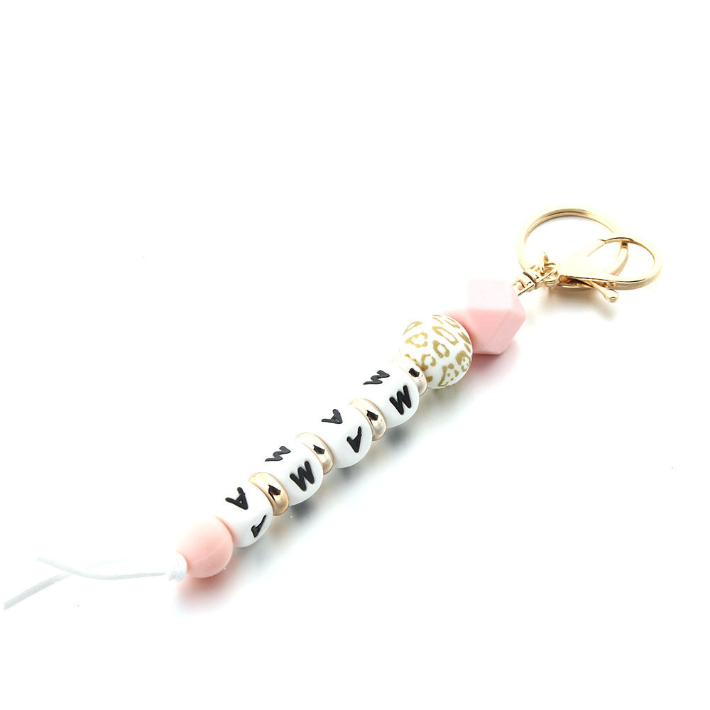 Wholesale Fashion Letter Food Grade Silicone Beads Keychain