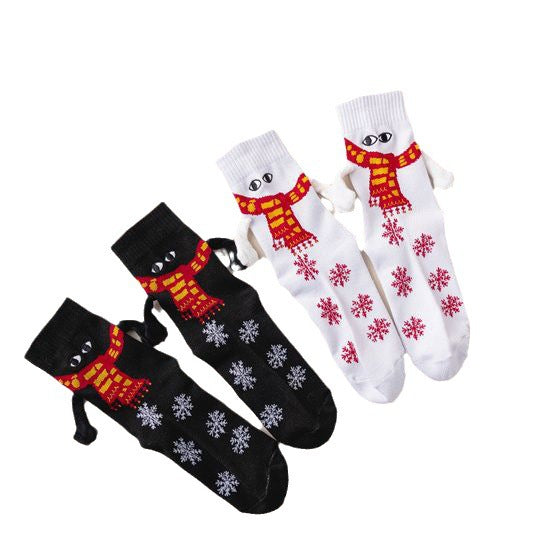 Wholesale Christmas couple warm magnetic mid-length socks