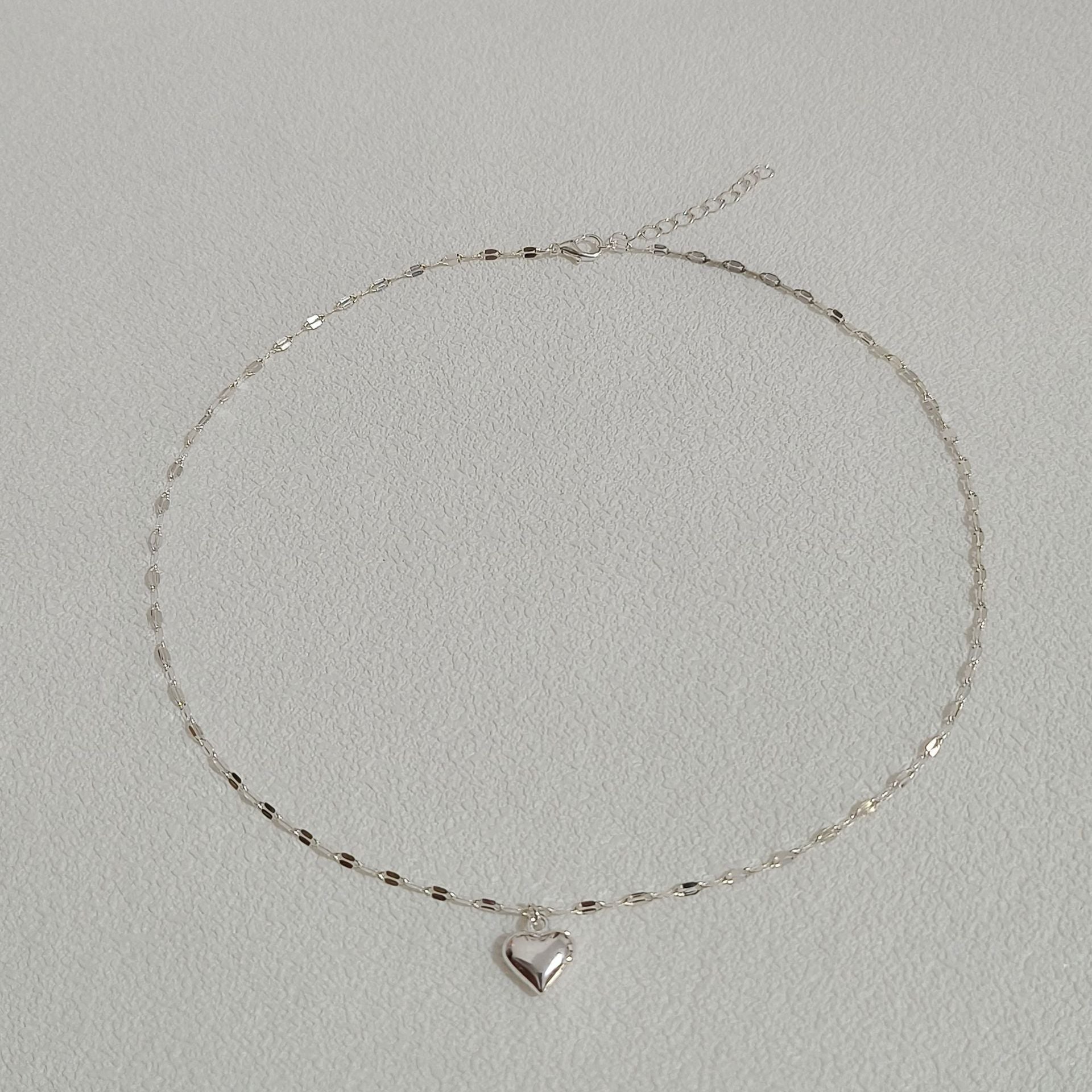 Wholesale Heart Pendant Necklace And Bracelet Set Chic Silver Tone Water Wave Chain Jewelry For Women Gift