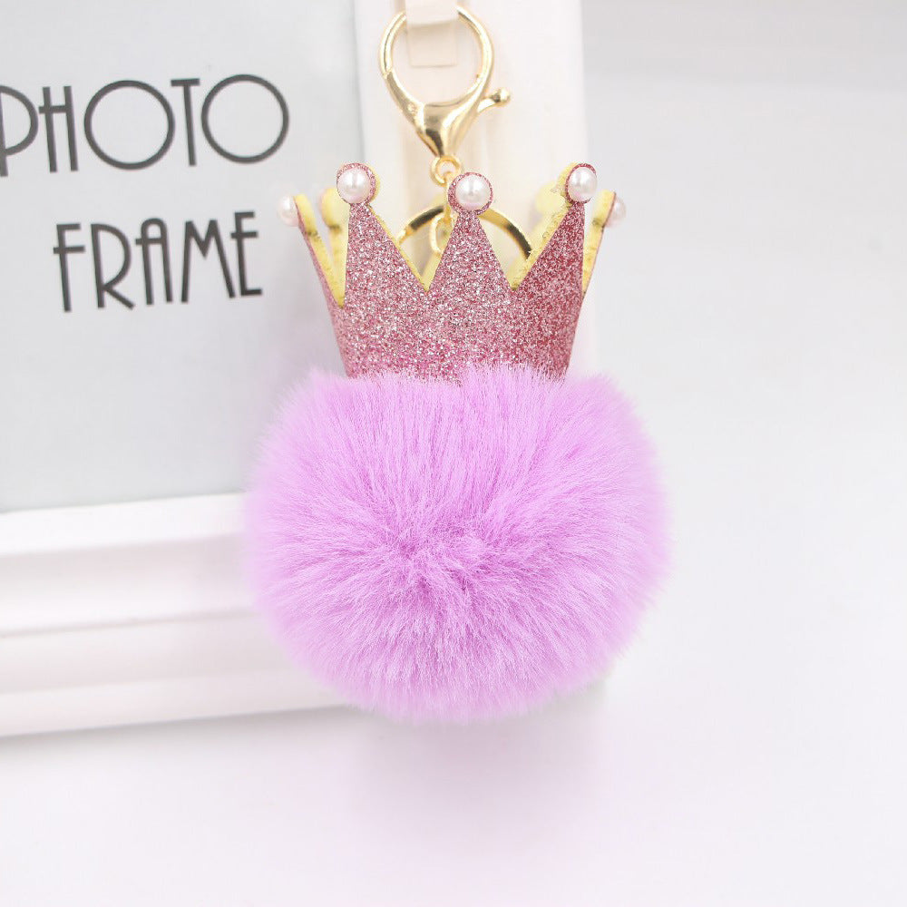 Wholesale 3D Crown Pom Pom Keychain