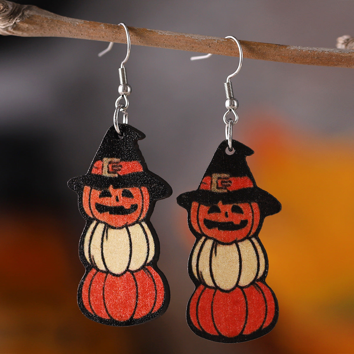 Wholesale  wooden gothic style double-sided earrings