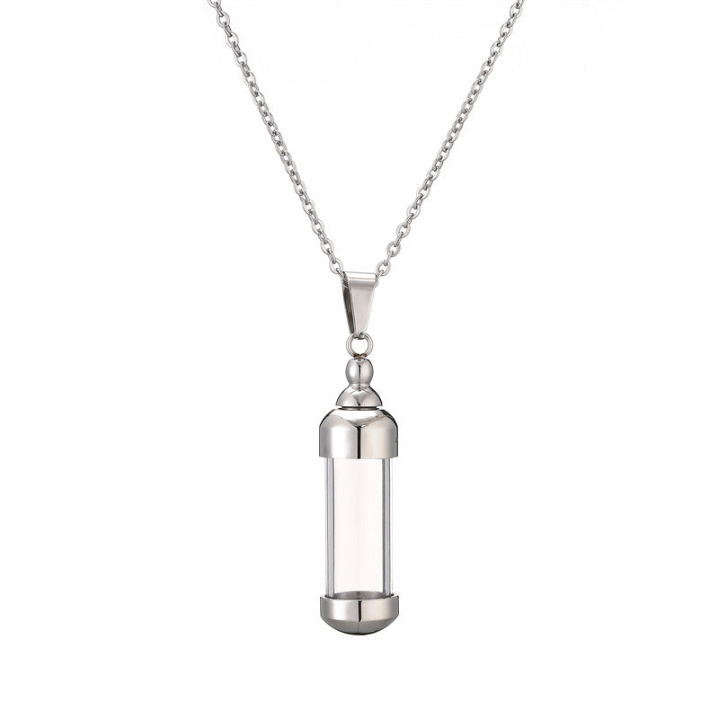 Wholesale Can open perfume bottle pendant stainless steel necklace