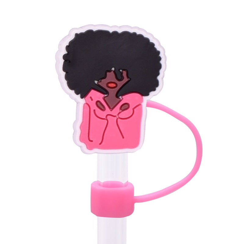 Wholesale Random 100pcs/pack Cute girl dust plug straw hat Straw Tube Cap