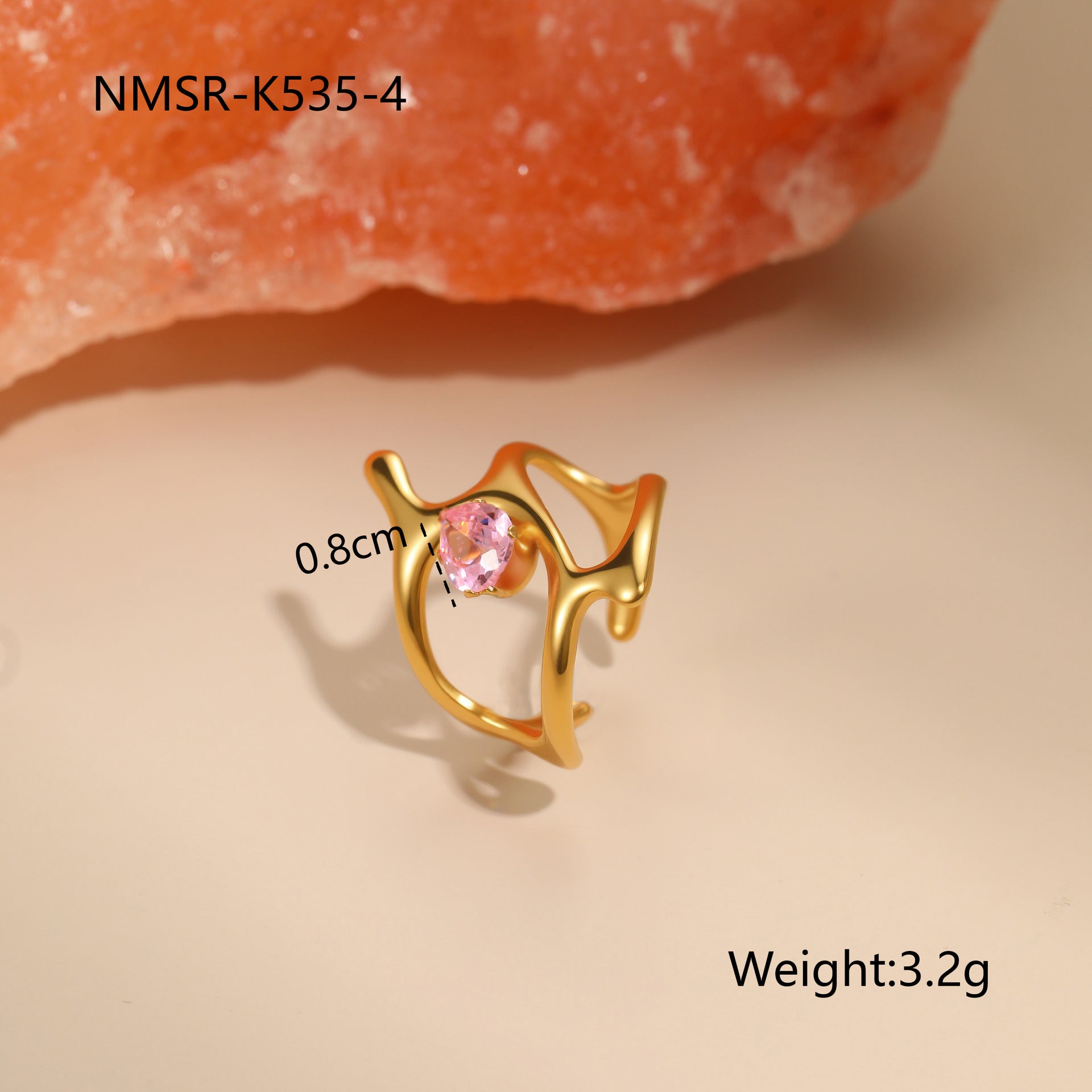 Wholesale Pink zircon Stainless Steel Rings