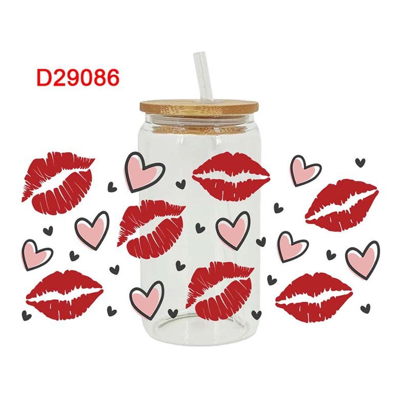 Wholesale Love Lipstick Valentine's Day 16oz Cup UV DTF Wraps