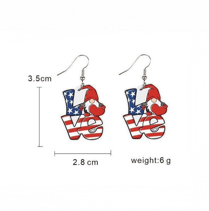 Wholesale Independence Day Butterfly Cow Finger Eagle Pendant Acrylic Earrings