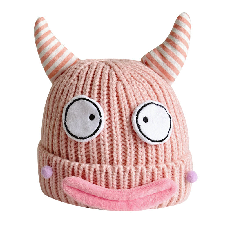 Wholesale 2023 Halloween Autumn and Winter Horns Funny Parent-child Knitted Wool Hat