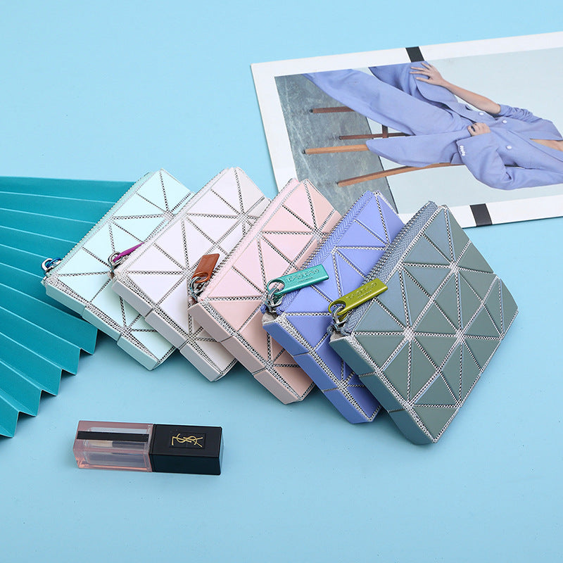 Wholesale Frosted Zipper Card Holder Diamond Mini Wallet