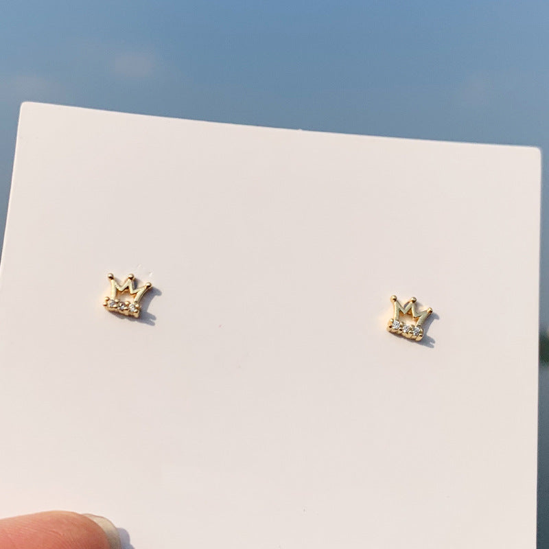 Wholesale Petite Gold Crown 925 Sterling Silver Earrings