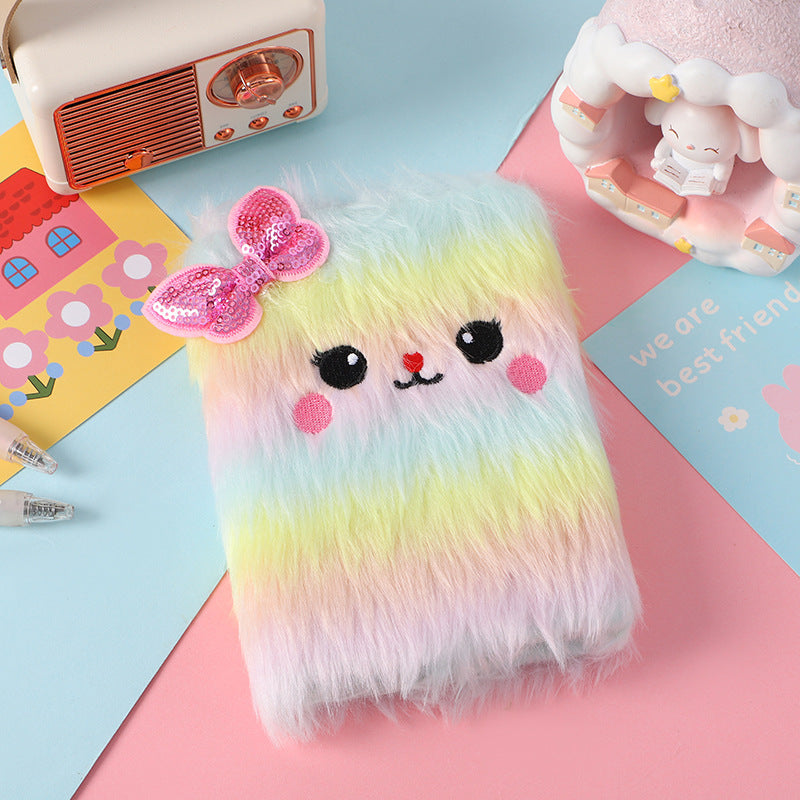 Wholesale Cartoon Plush Notebook Cute Girl' s Bow Notepad