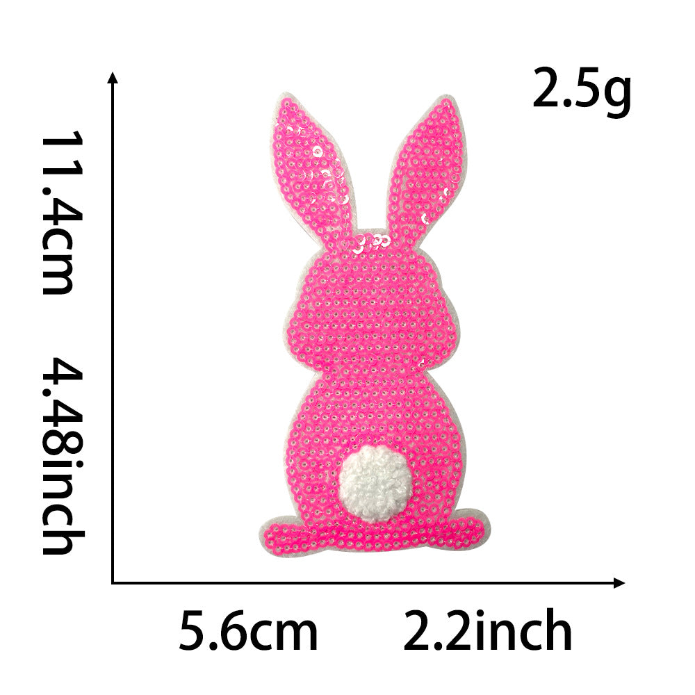 Wholesale Boutique Easter Rabbit Embroidered Iron On Patch With Hot Melt Glue For Coat DIY Accessory