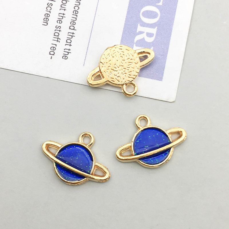 Wholesale 1 Blue Drip Oil Alloy Simulation Moon Star DIY Pendant
