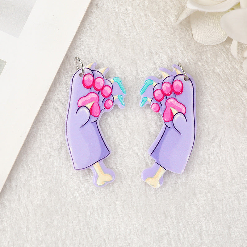 Al por mayor 10pcs acrílico Halloween Cat Claw Cat Pendientes de bricolaje Accesorios