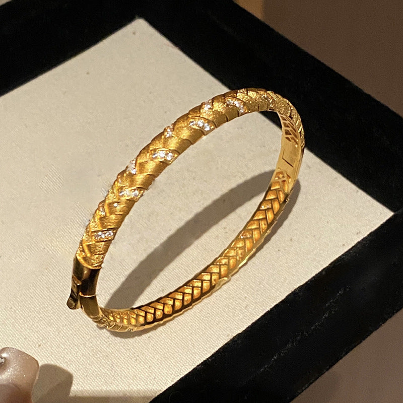 Wholesale genuine gold electroplated zircon wheat ear woven bracelet