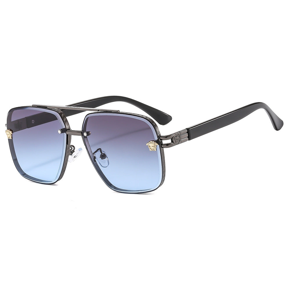 Wholesale fashionable men' s and women' s double beam polygon sunglasses