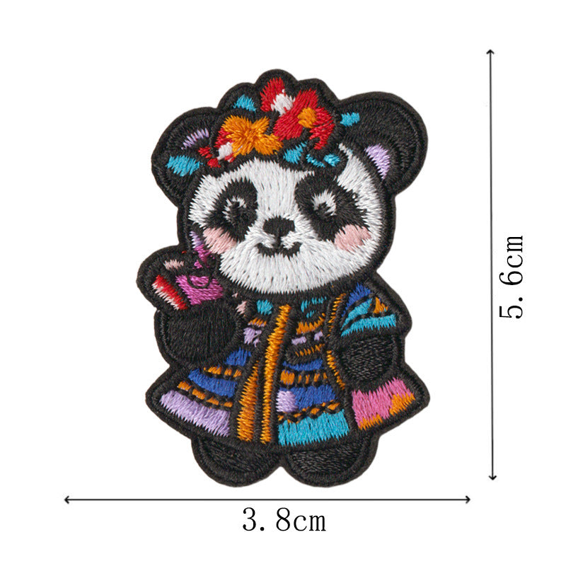 Wholesale 9 Piece Cute Panda Embroidery Patches Iron On For Kids Clothing Towel DIY Decorative Fashion Accessory