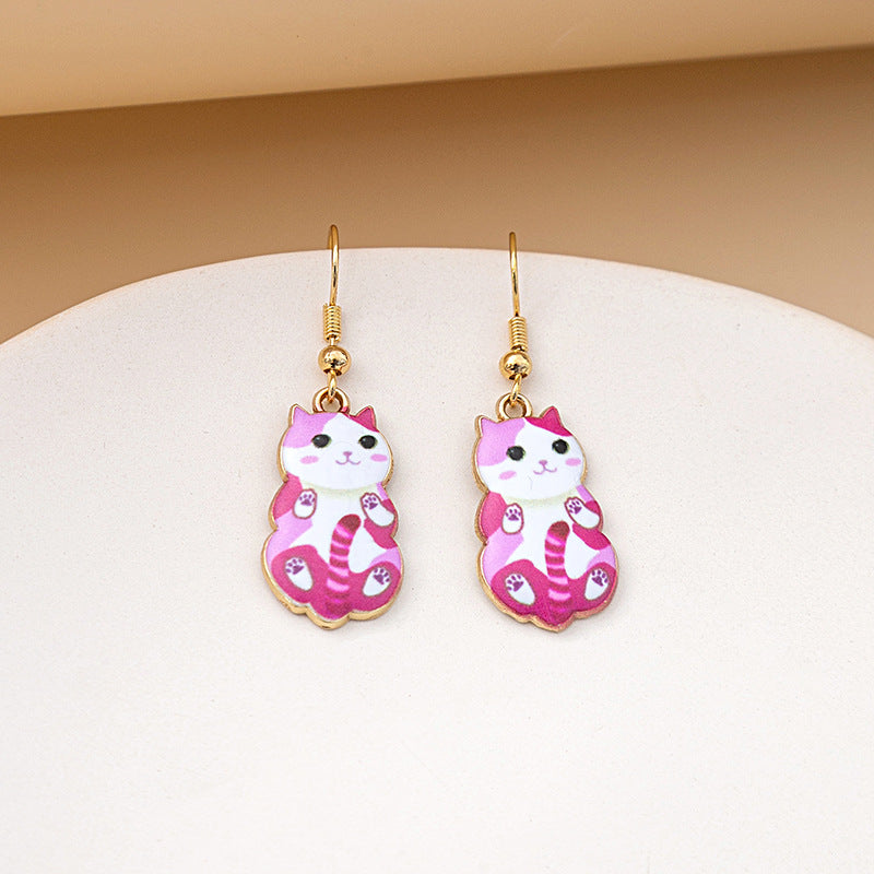 Wholesale Cartoon Cute Kitten Alloy Earrings