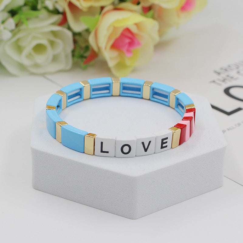 Wholesale Bohemian Alphabet Stretch Alloy Bracelet