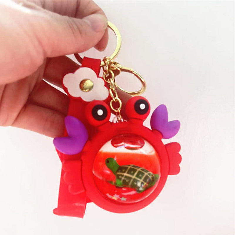 Wholesale Acrylic Floating Cartoon Crab Liquid Keychain