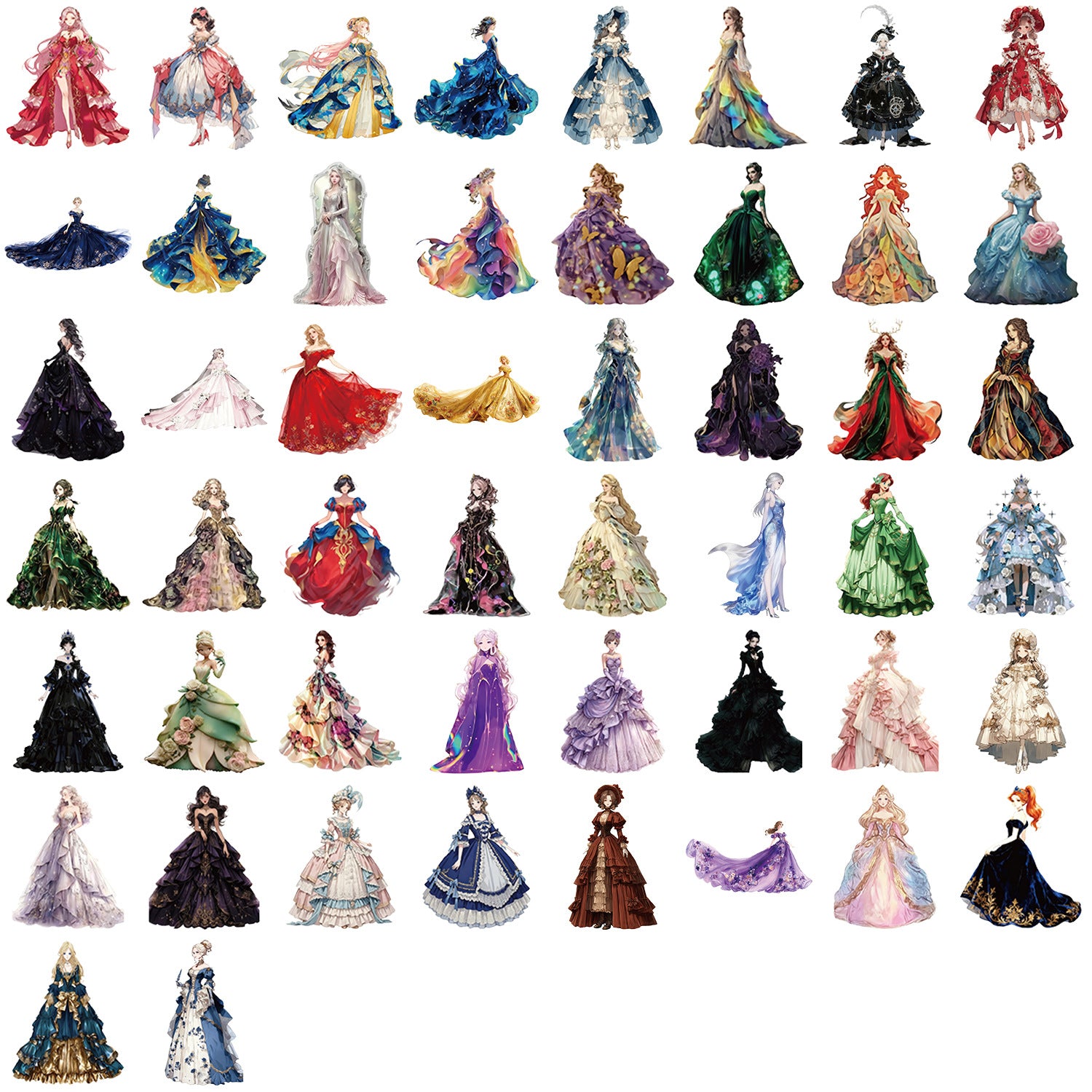 Wholesale 50pcs Transparent Cartoon Beautiful Girl Waterproof Vinyl Stickers
