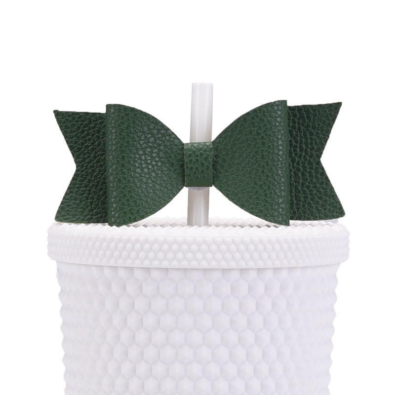 Wholesale Durian Cup Leather Straw Cup Accessories Bow Straw Cover Sticker