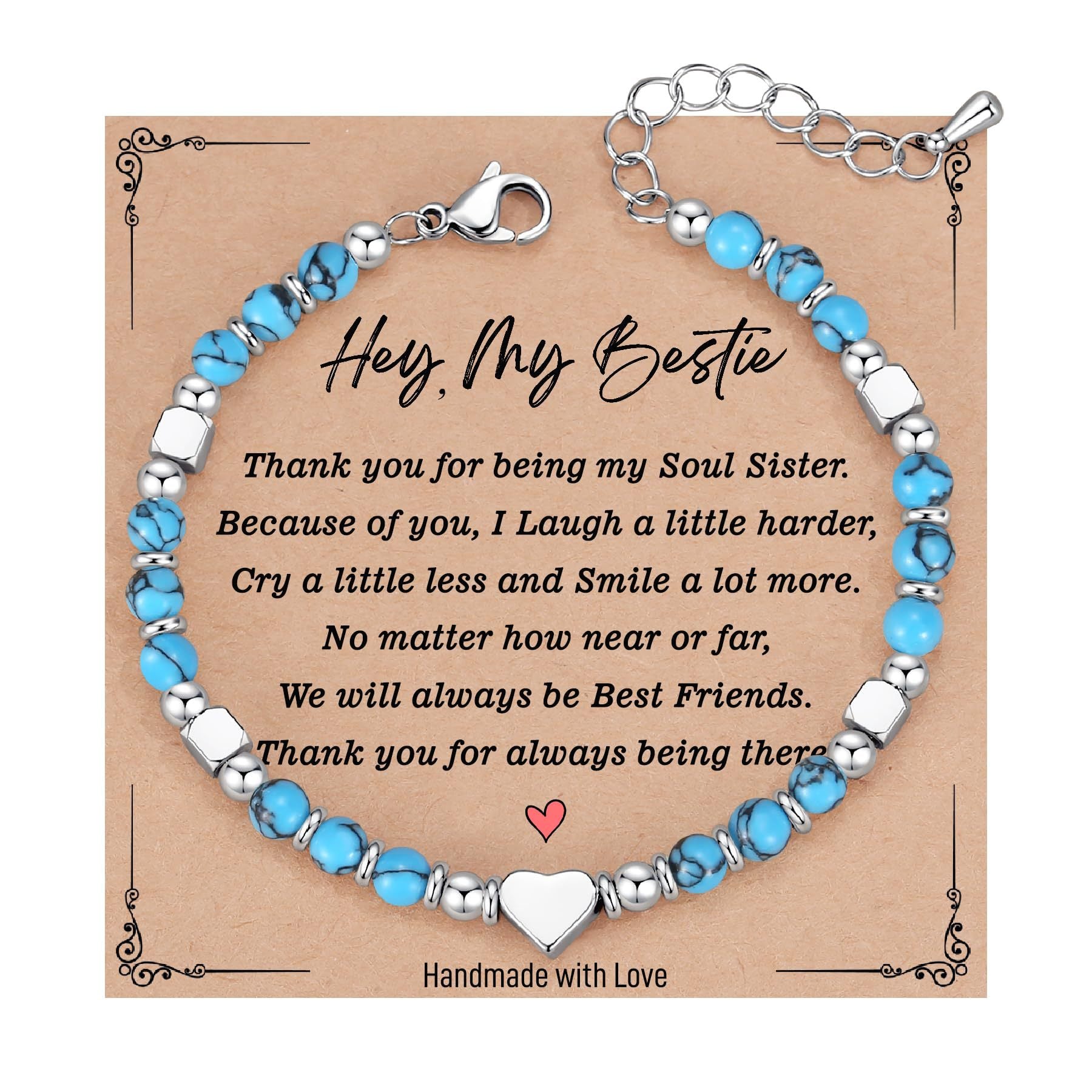 Wholesale  Natural Stone Crystal Peach Heart Colorfuled Beaded Stainless steel Bracelet