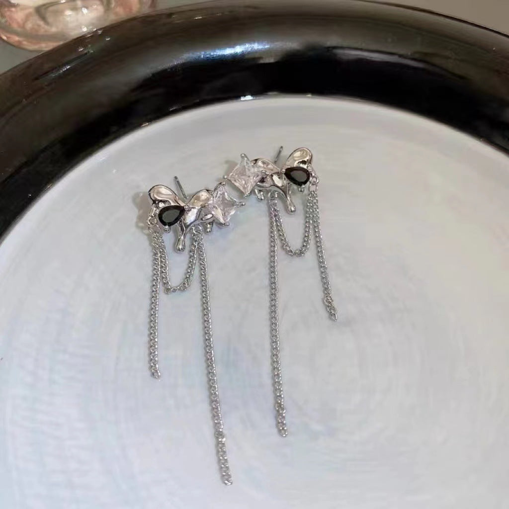 Wholesale Love Zircon Tassel Alloy Earrings