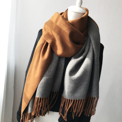 Wholesale Double Sided Solid Color Scarf Long Thickened Warm Shawl