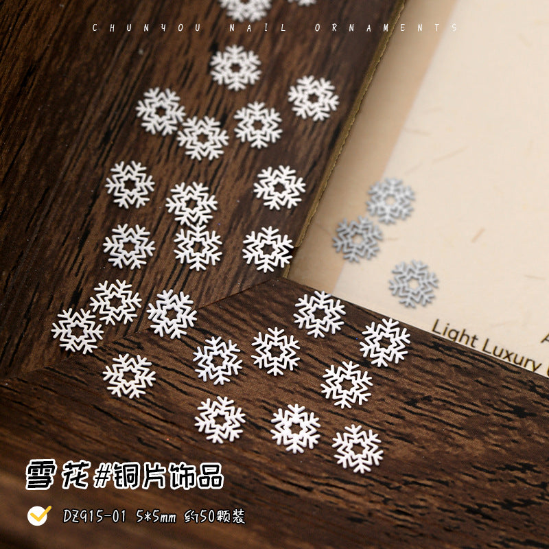 Wholesale Little Ultra-thin Snowflake Copper Flash Snowflake Art Nail