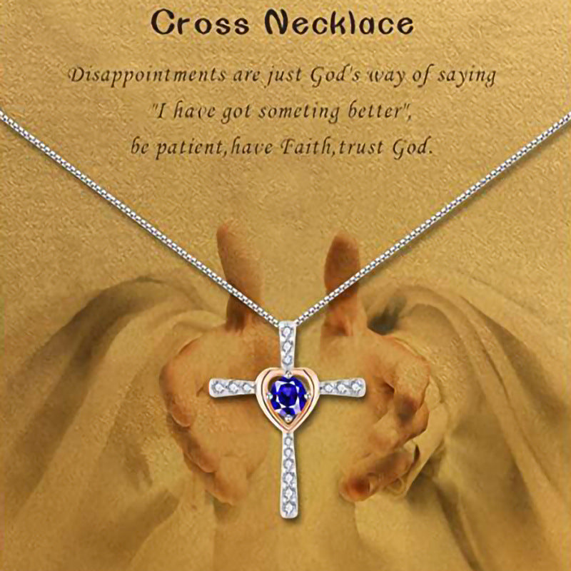 Wholesale Heart Shaped Hao Stone Cross Ladies Necklaces