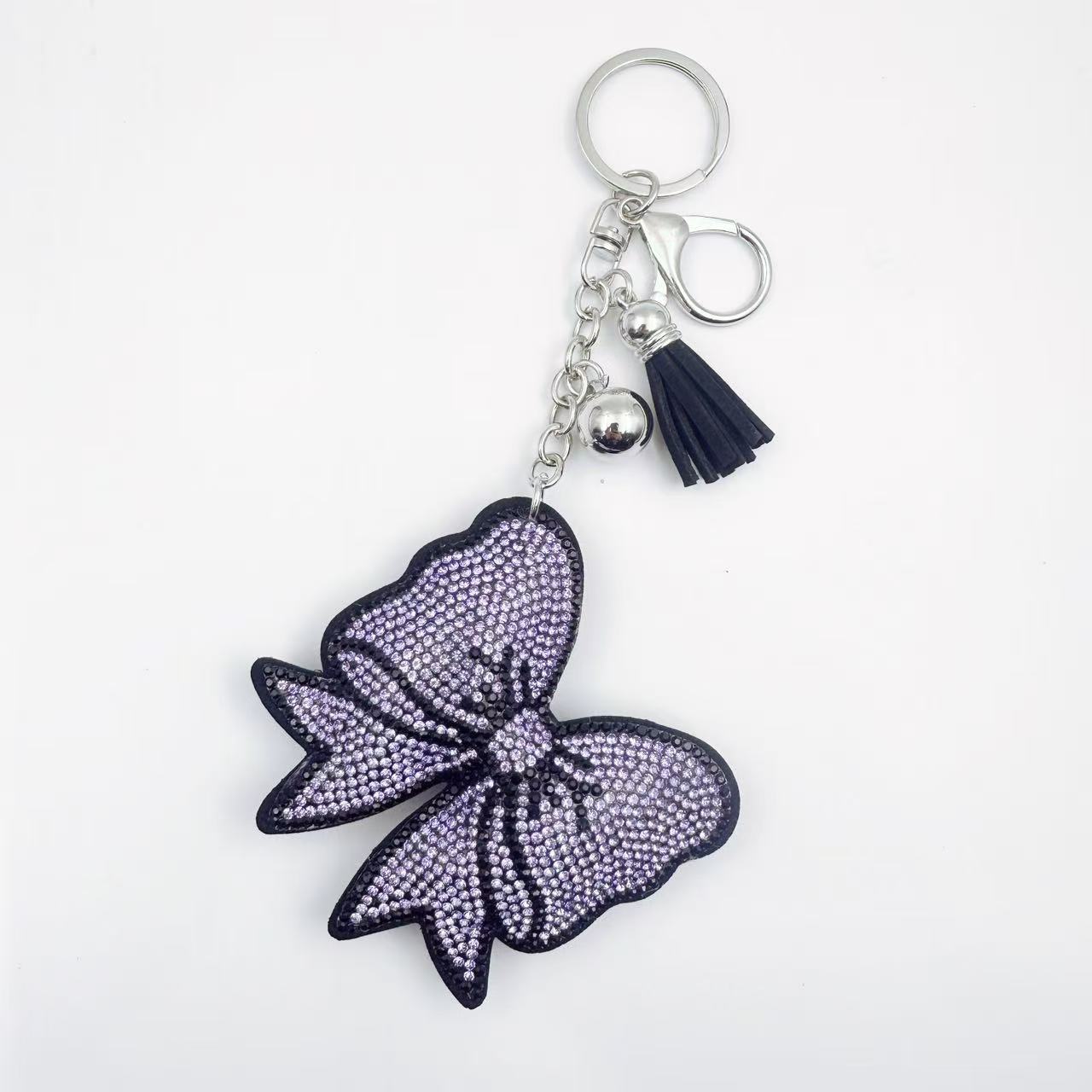 Wholesale 6pcs crystal rhinestone bow keychain