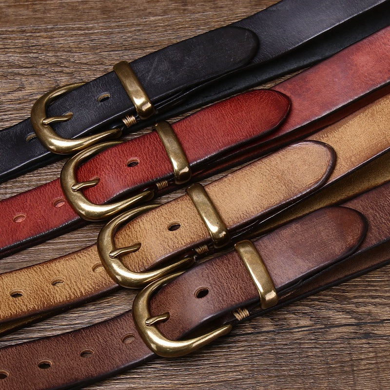 Wholesale 3.3CM Wide Pin Buckle Vintage Distressed Leather Belt